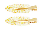Haarclips Glitzer - Gold / Weiß