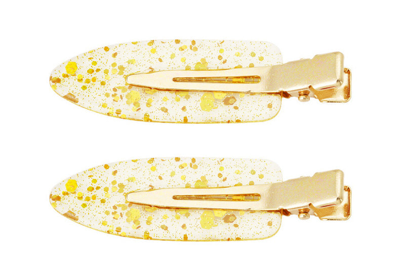 Haarclips Glitzer - Gold / Weiß