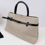 Handtasche - Beige/schwarzen – Magnetverschluss - inkl. Kosmetiktasche