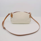 Süße kleine Umhängetasche - camel-ecru Material-Mix Kunstleder & Canvas