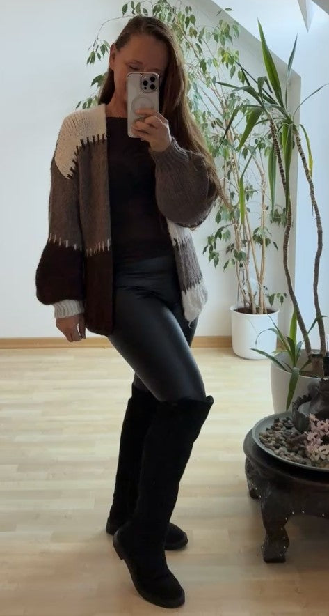 Cardigan - Strickjacke - Onesize Mocha - MADE IN ITALIE