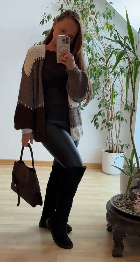 Cardigan - Strickjacke - Onesize Mocha - MADE IN ITALIE