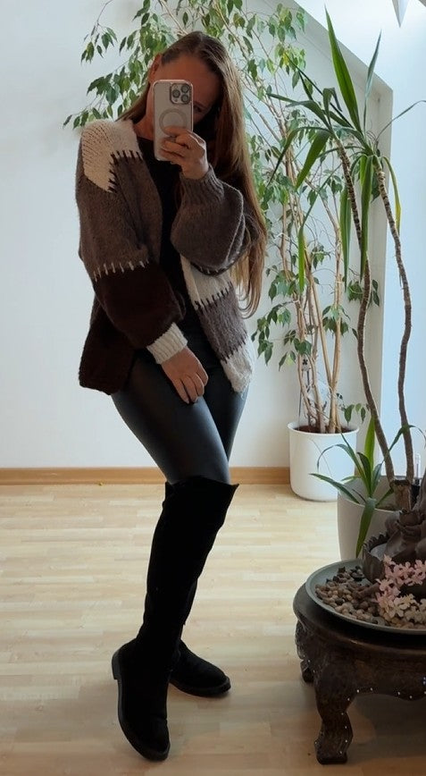 Cardigan - Strickjacke - Onesize Mocha - MADE IN ITALIE