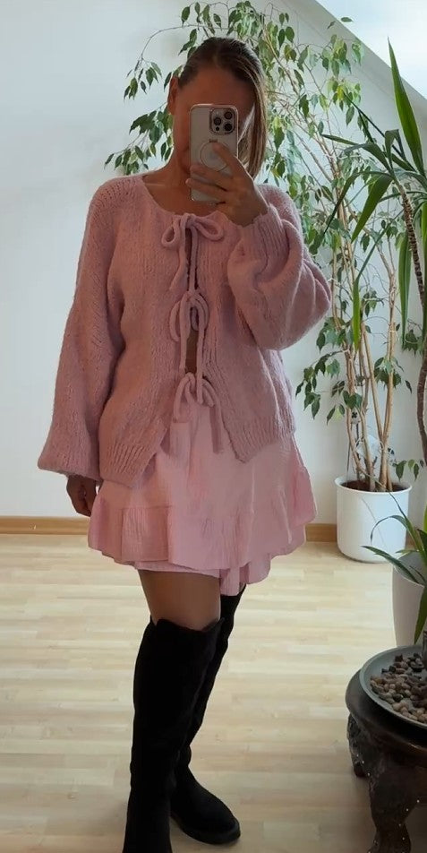 Cardigan - Strickjacke - Cardigan Schleifchen
