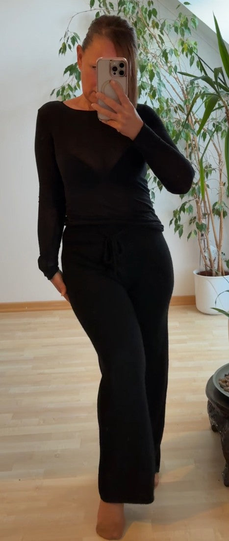 Cosy Strickhose Bordeaux