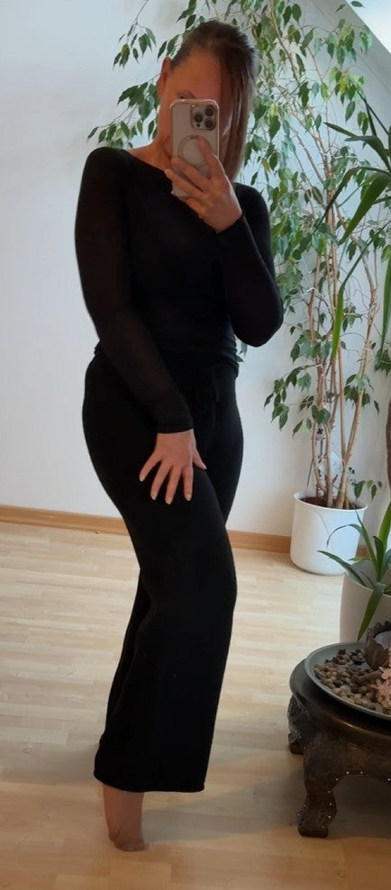 Cosy Strickhose Bordeaux