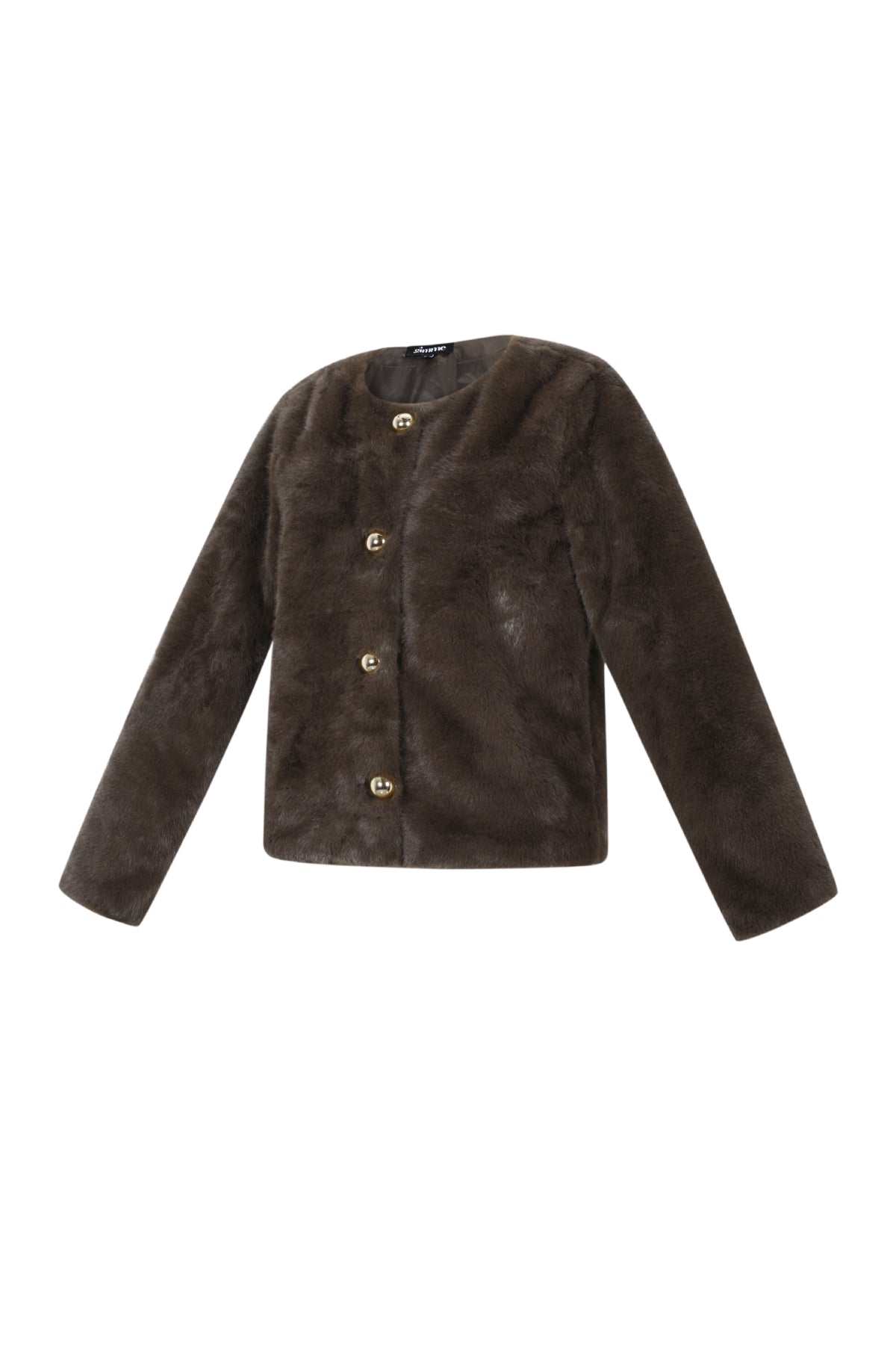 Kunstpelzjacke ultraweich, goldene Knöpfe